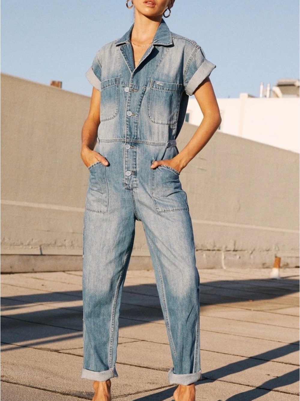 Light Blue Denim Jumpsuit XS NWT